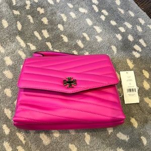 Tory Burch Kira Chevron Top-Handle Satchel in Crazy Pink NWT